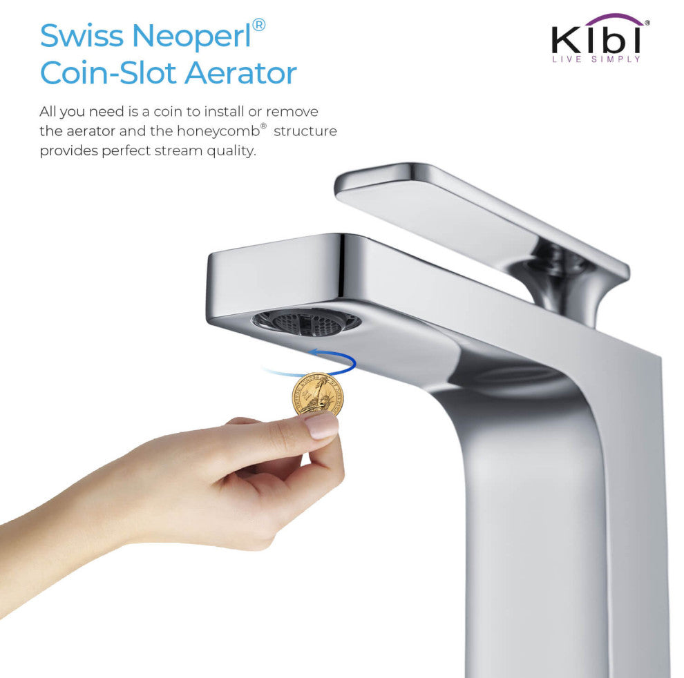 Infinity Single Handle Bathroom Faucet KBF1006, Chrome, W/ Drain
