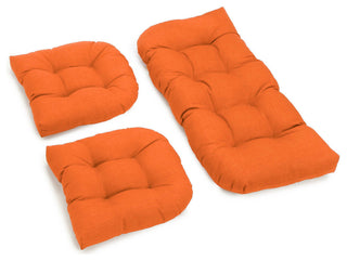 U-Shaped Spun Polyester Tufted Settee Cushions, 3-Piece Set, Tangerine Dream