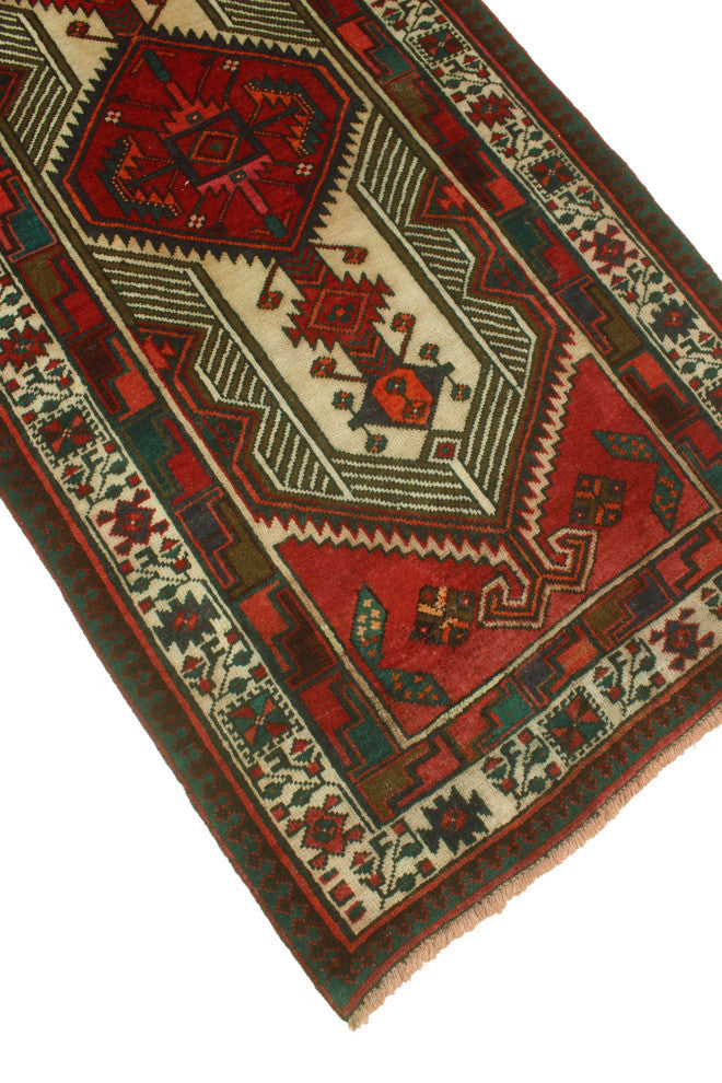 Fine Vintage Distressed Elizabet Burgundy/Ivory Runner, 3'3x10'7