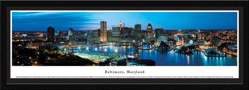Baltimore Skyline Panoramic Poster, Maryland , Select Frame