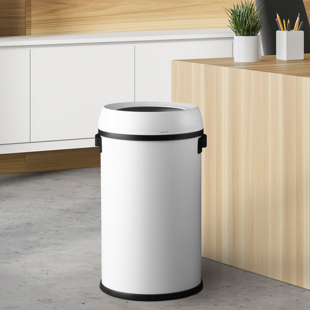 Chuck Kitchen/Office 17.2-Gallon Open-Top Trash Can, White