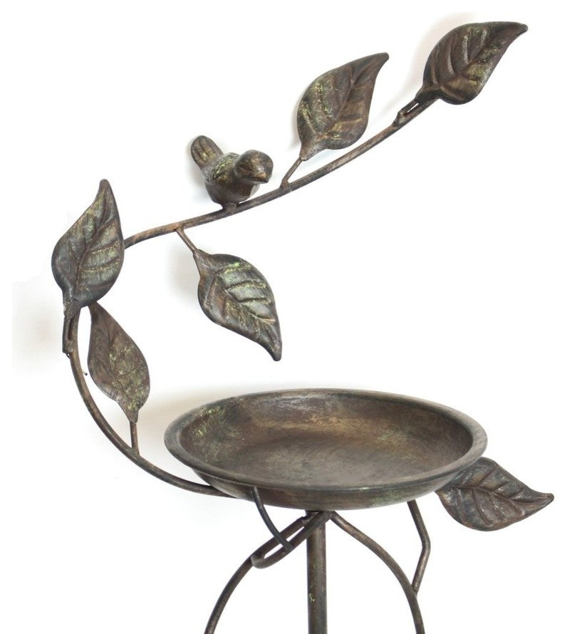 46" Metal Garden Stake Bird Feeder With Bird On The Branch
