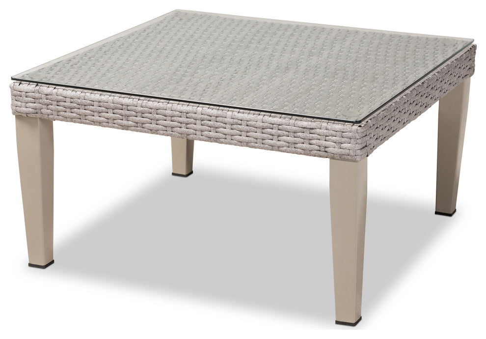 Breida Dark Grey Fabric and Light Grey 6-Piece Woven Rattan Outdoor Pa
