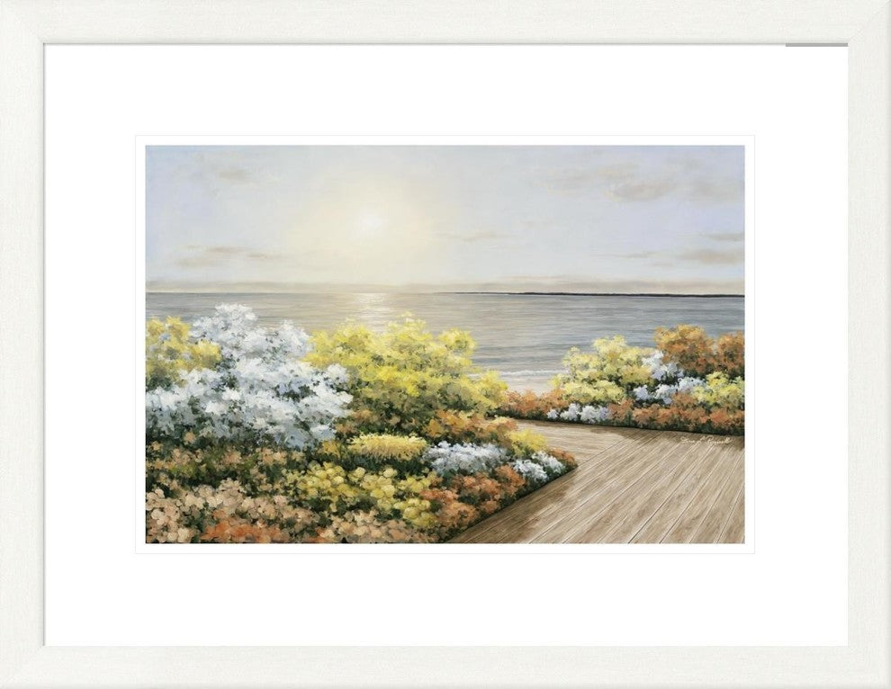 "Deck and Flowers" Framed Digital Print by Diane Romanello, 27x21"