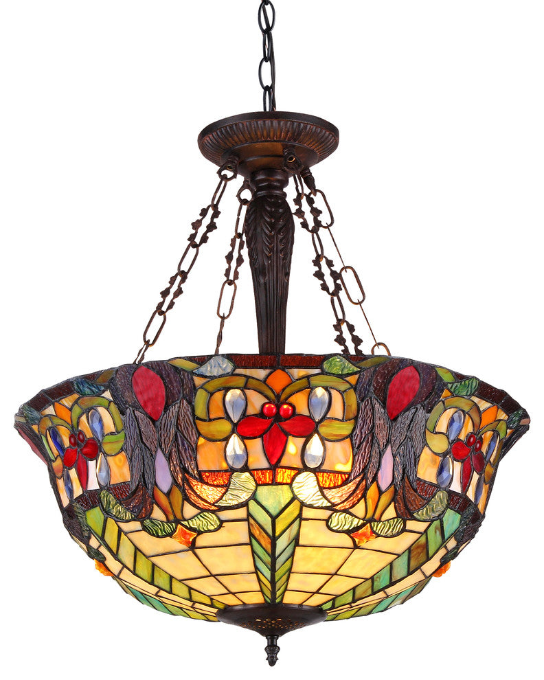 Riley 3-Light Victorian Inverted Ceiling Pendant Fixture