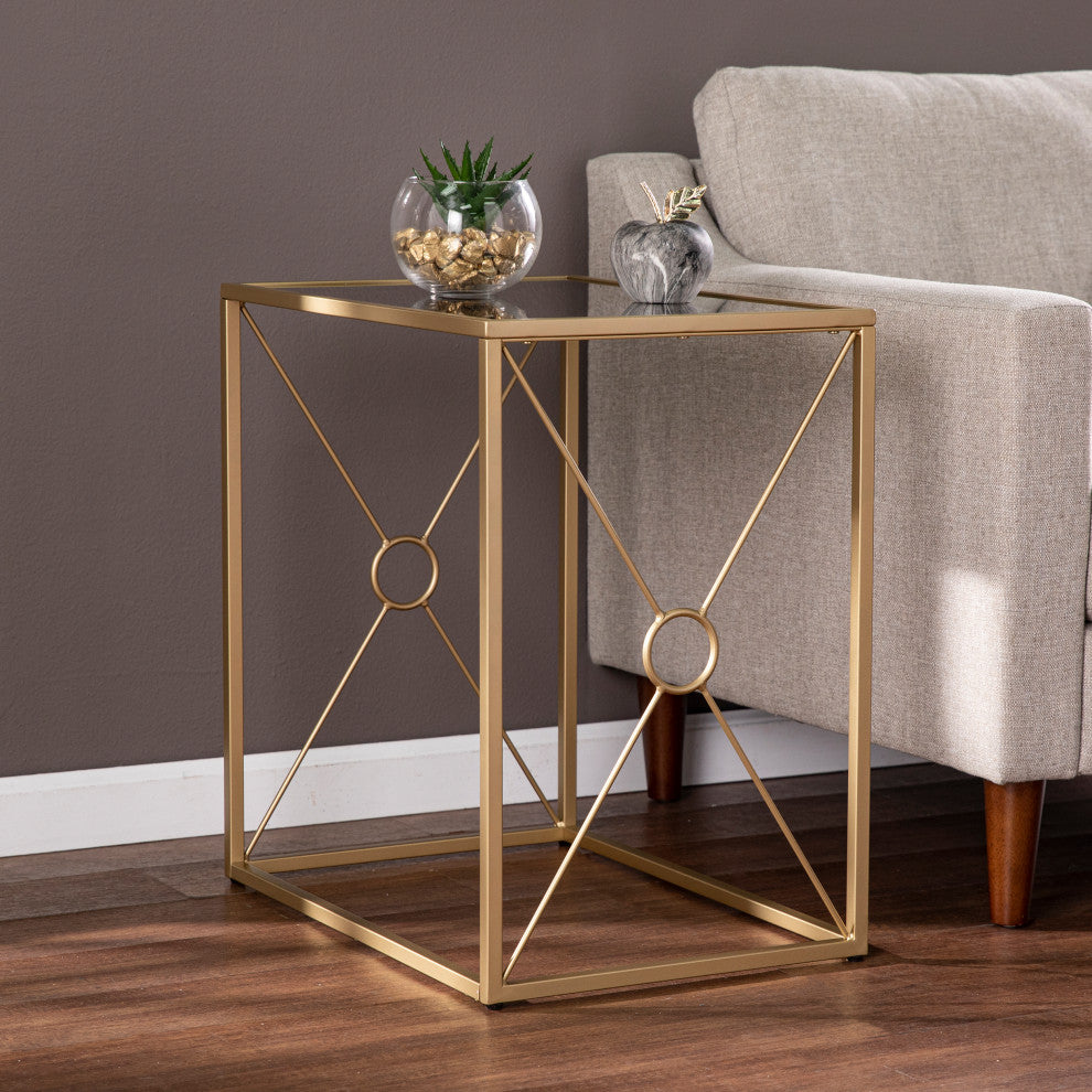 Fanning Mirror-Top End Table