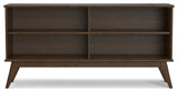 Draper SOLID HARDWOOD Mid Century Low Bookcase, Walnut Brown