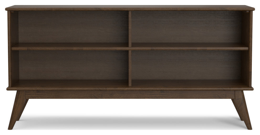 Draper SOLID HARDWOOD Mid Century Low Bookcase, Walnut Brown