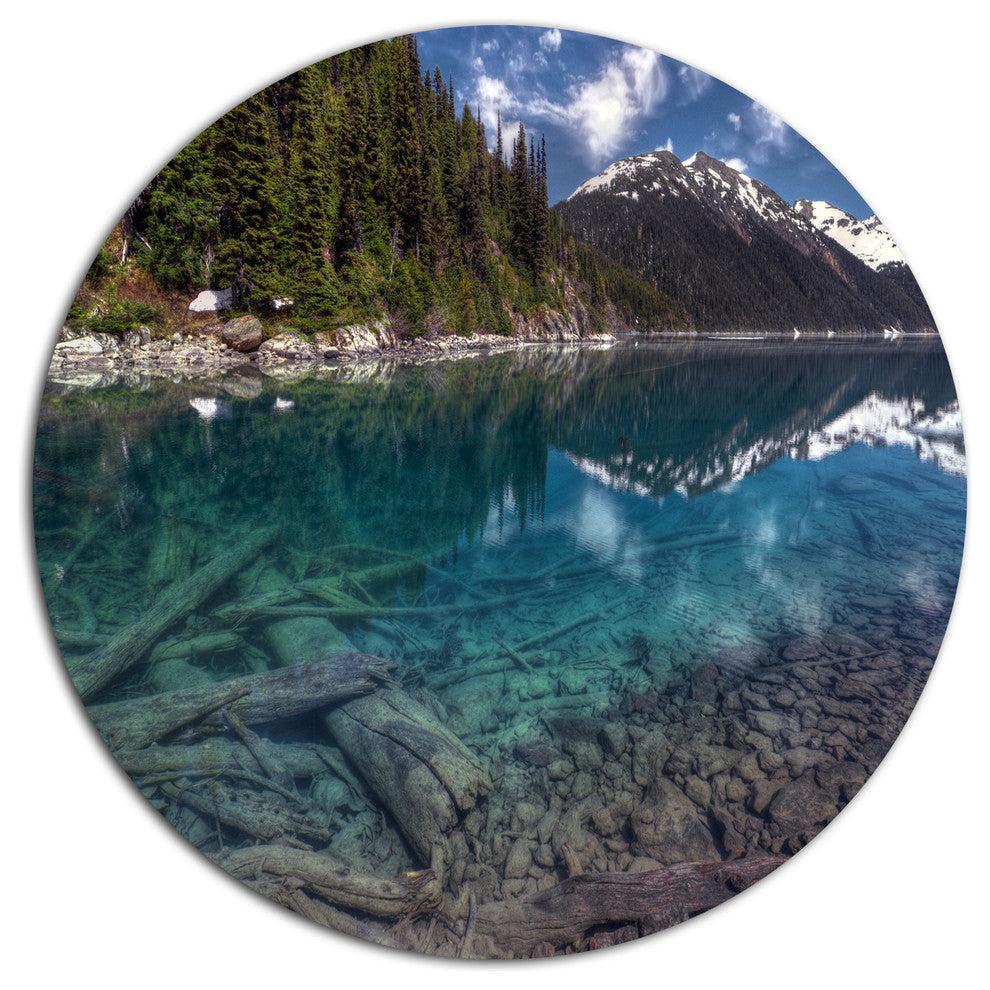Blue Waters And Mountains, Landscape Art Disc Metal Artwork, 11"