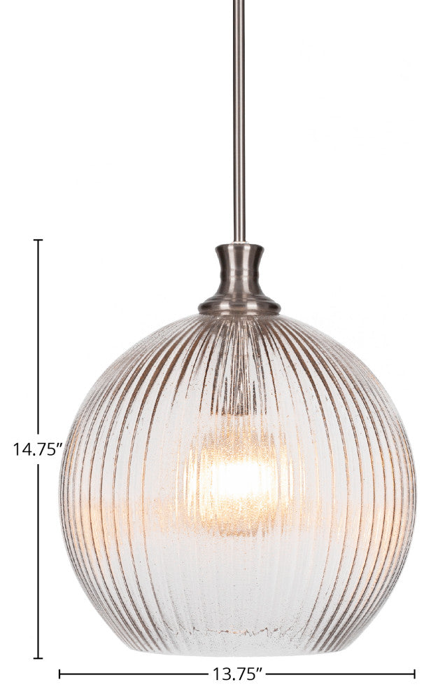 Carina 1-Light Stem Hung Pendant, Brushed Nickel/Micro Bubble Ribbed
