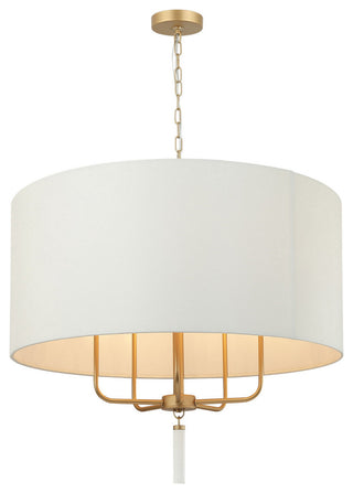 Secret Agent 5-Light Pendant, Painted Gold/White Leather