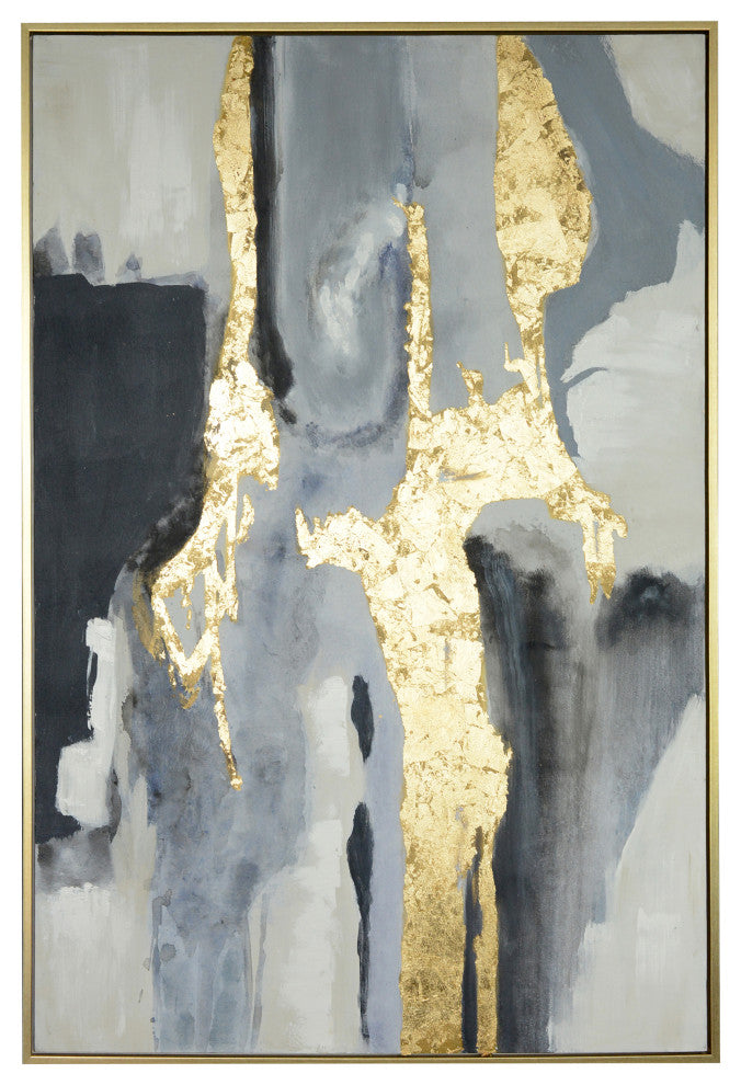 Revolution Framed Canvas Art Hand Painted Abstract Gold Frame