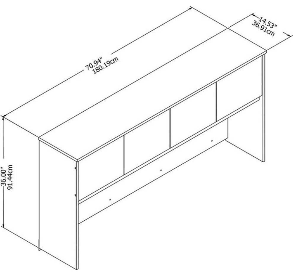 Scranton & Co Furniture 72W 4 Door Wood Hutch in Gray