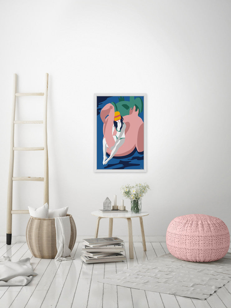 "Floating Flamingo II" Framed Painting Print, 30"x45"