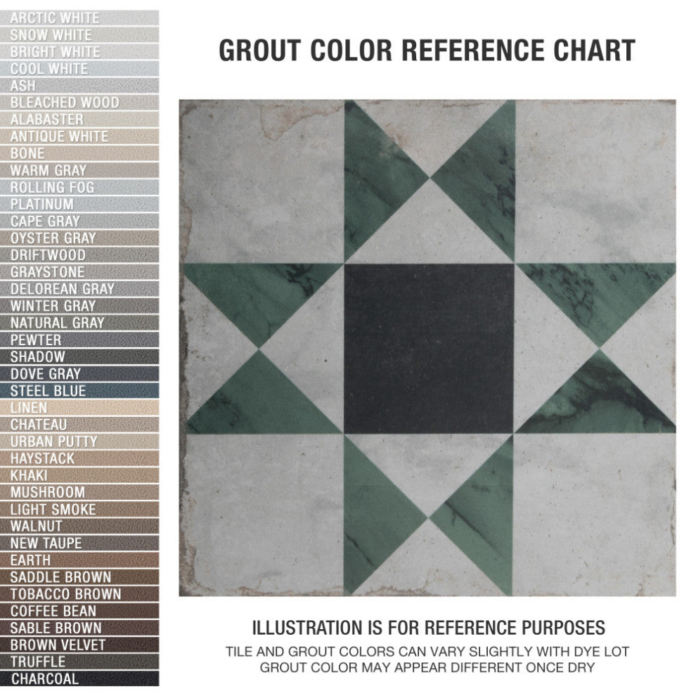 Renaissance Deco Emerald Cross Porcelain Floor and Wall Tile
