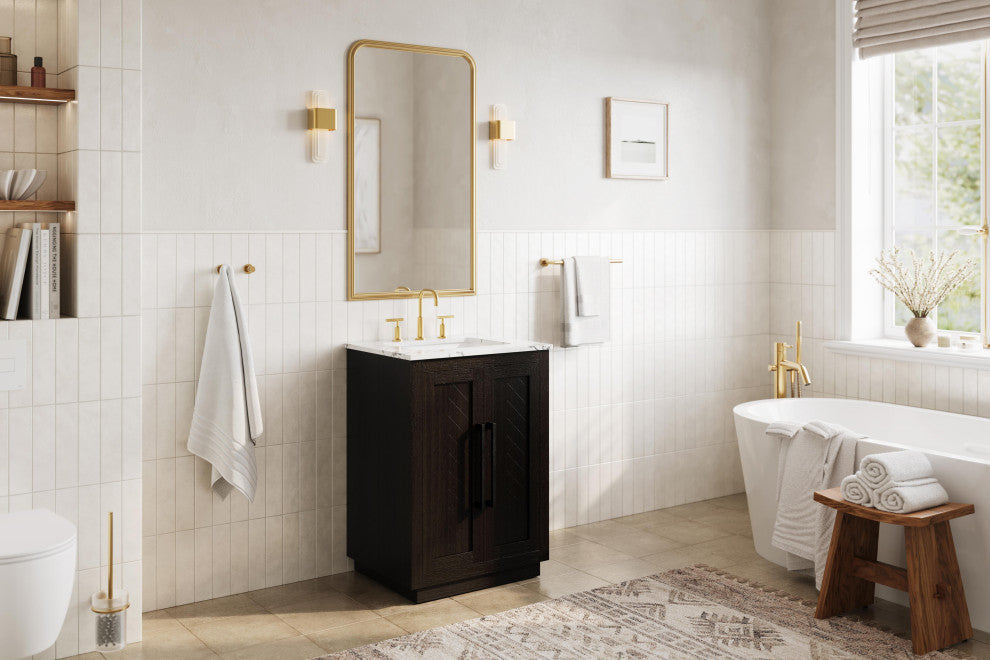 Home Living 24" Single Bathroom Vanity, Chocolate Oak