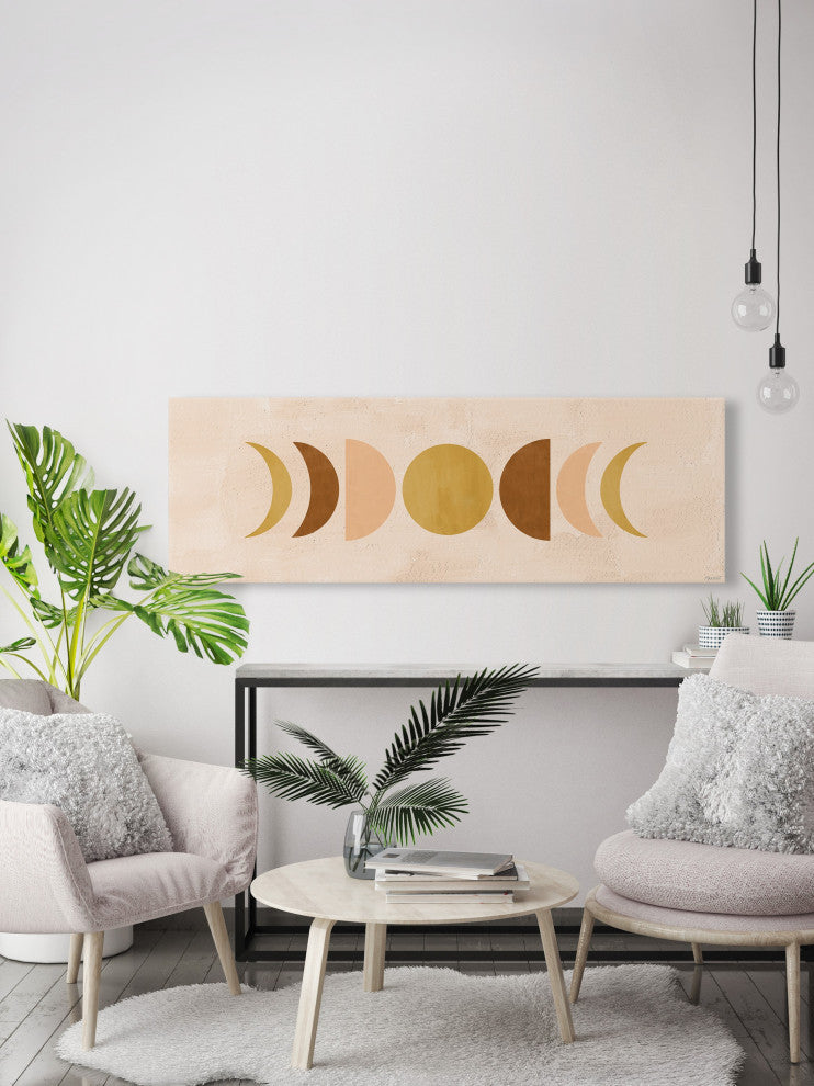 "Moon Phases Cycle" Painting Print on Wrapped Canvas, 60x20