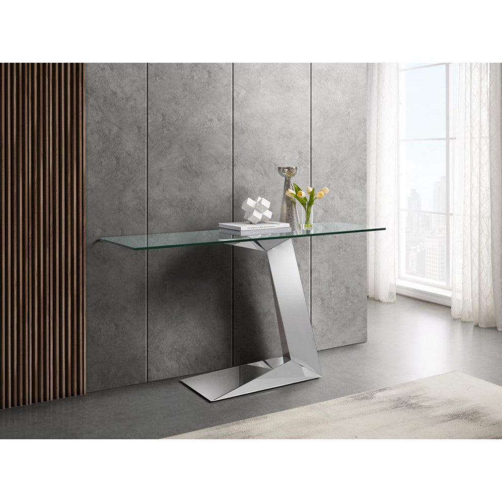 Cecilia console table in stainless glass.