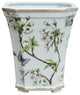 Square Cut Corner Cherry Blossom Porcelain Pot