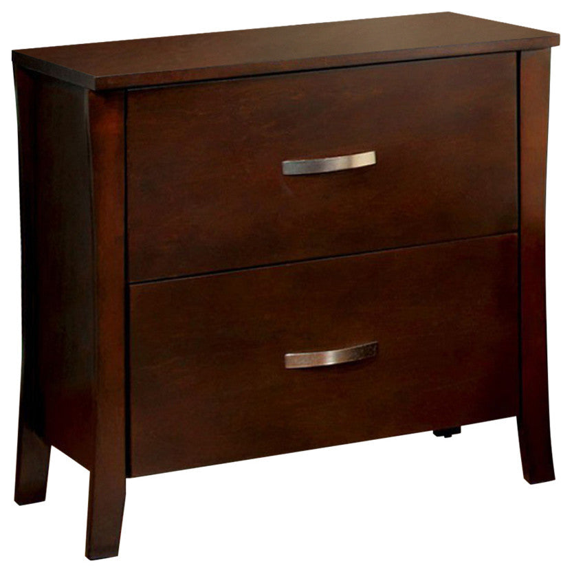 Midland Contemporary Nightstand, Brown Cherry