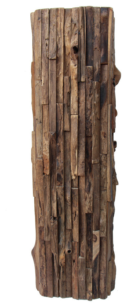 Reclaimed Teak Wood Pedestal, Natural, 40"