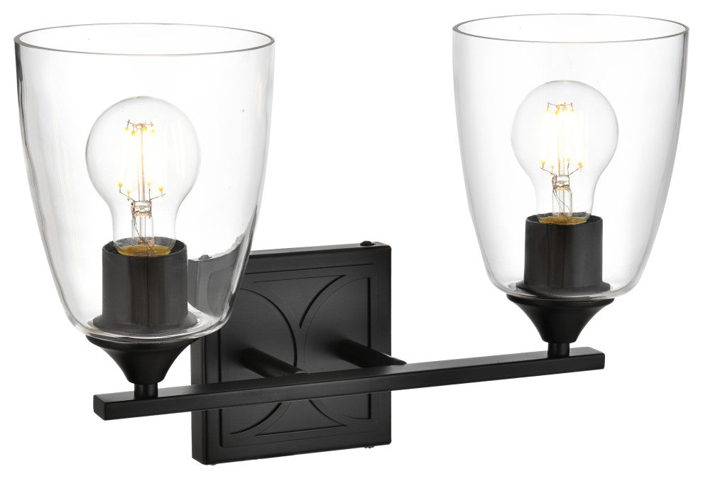 2 Light Black And Clear Bath Sconce