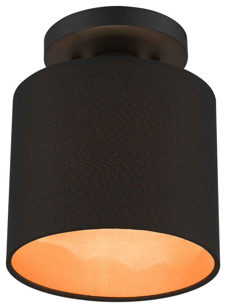 LIVEX LIGHTING 45084-04 1 Light Black Petite Semi-Flush