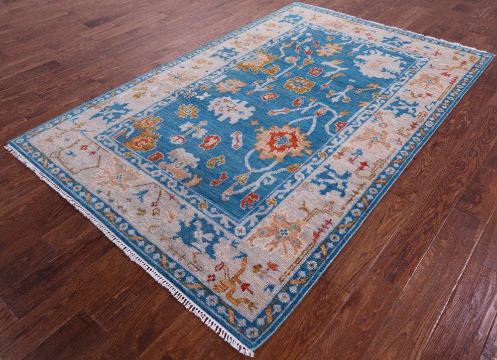 Handmade Turkish Oushak Wool Rug 5' 1" X 8' 0" - Q15870