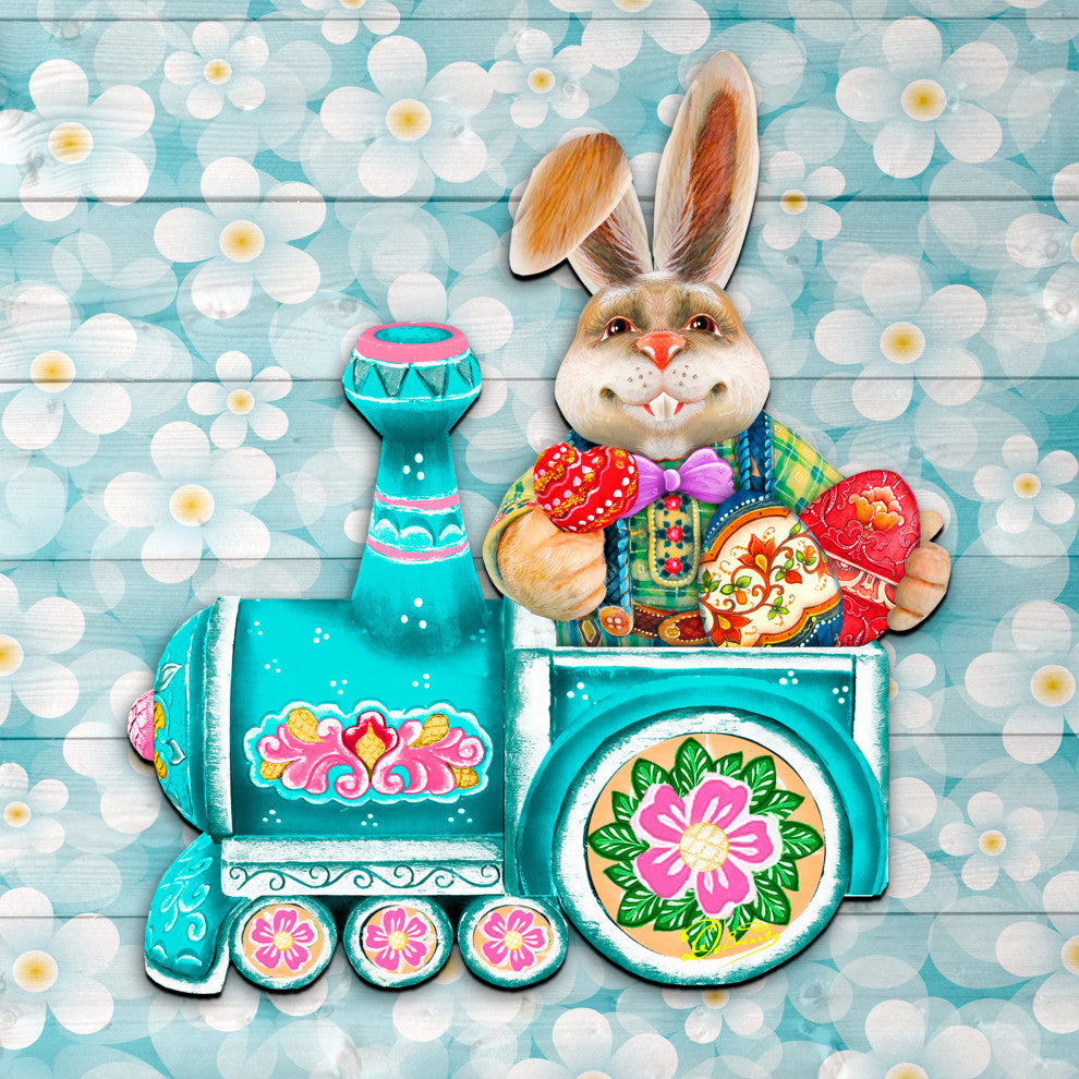 Village Train Ride Bunny Wood Set of 2