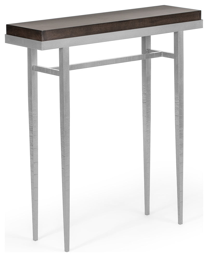 Wick 30" Console Table, Vintage Platinum Finish, Maple Espresso Accents