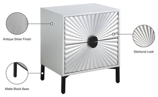 Glitz Antique Silver and Matte Black Side Table