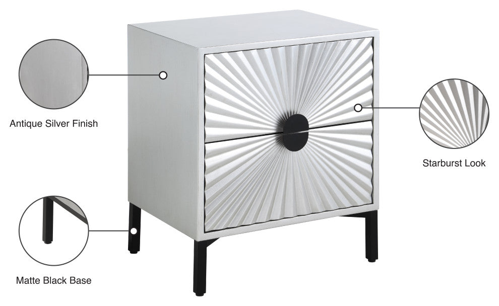 Glitz Antique Silver and Matte Black Side Table