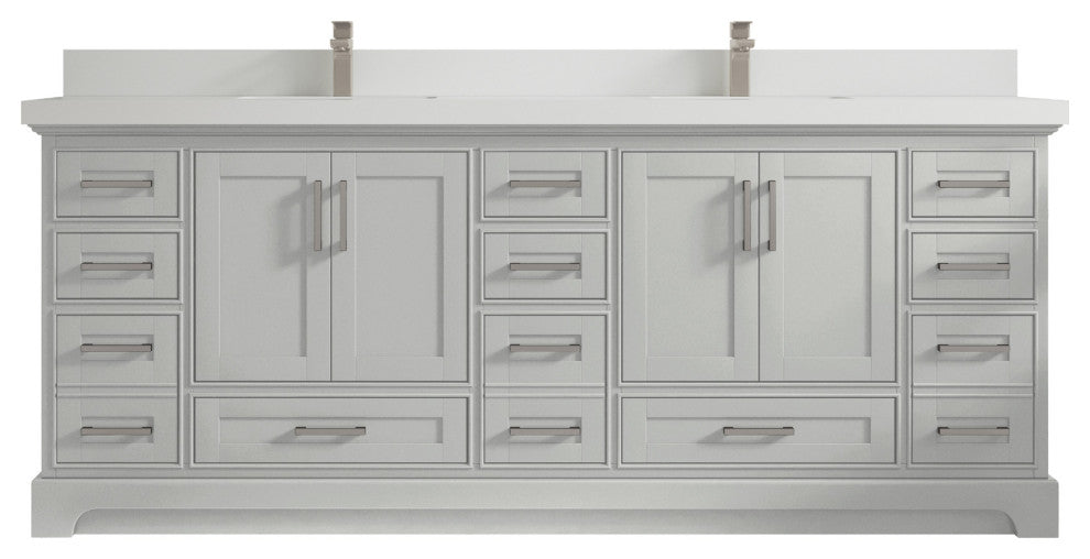 Fenway 84 Double Sink Bath Vanity in Coventry Gray 2" White Quartz