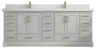 Fenway 84 Double Sink Bath Vanity in Coventry Gray 2" White Quartz