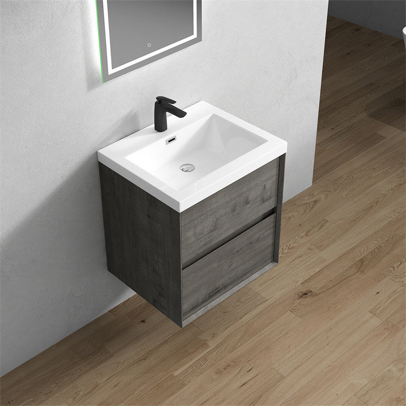 Ashley 24'' Floating Vanity, Acrylic Top, Smoke Oak
