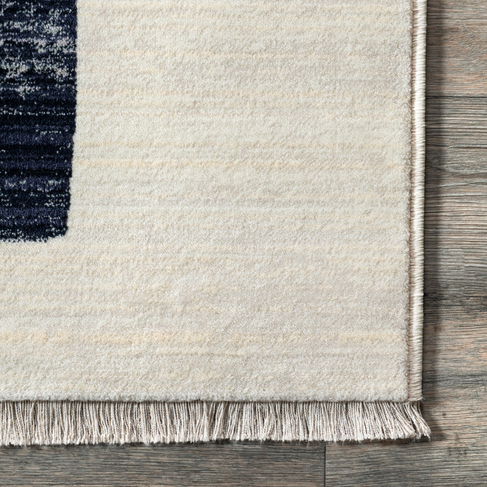 Nuloom Bevin Abstract Sky Fringe Area Rug, Beige 6'7"x10'2"
