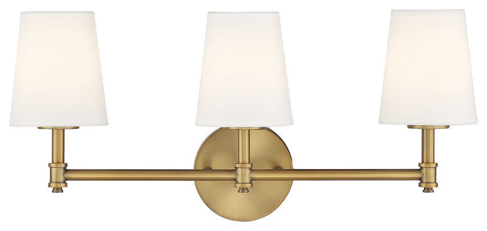 3-Light Bathroom Vanity Light, Natural Brass