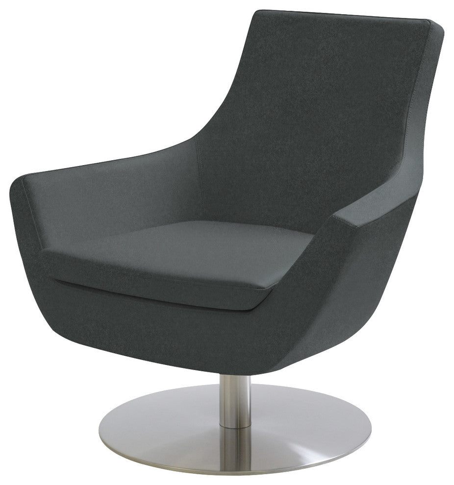Rebecca Swivel Chair, Stainless Steel Base, Dark Gray Camira Wool