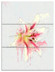 Pink Yellow Lily Watercolor Sketch, Flowers Canvas Wall Artwork, 28x36, 3 Panels