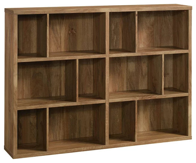 Horizontal Bookcase, Sturdy Wood Frame With 12 Open Compartments, Sindoori Mango