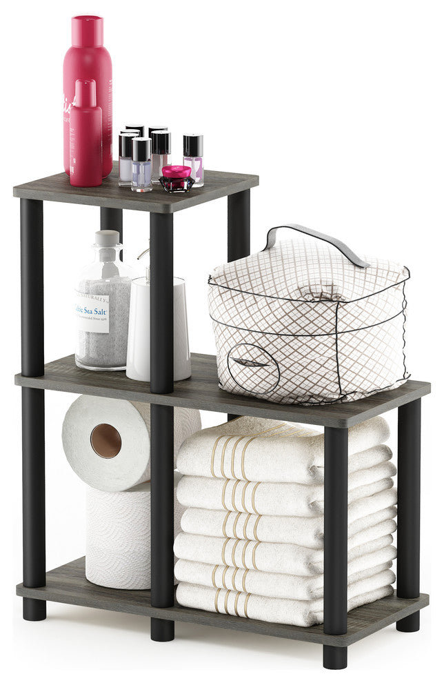 Furinno Turn-N-Tube Accent Decorative Shelf, French Oak Gray/Black