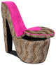 32" Brown Faux Suede Animal Print Side Chair
