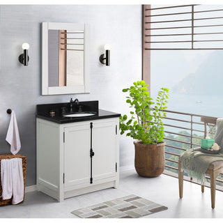 30" Single Vanity, Glacier Ash, Black Galaxy Top, Oval Sink