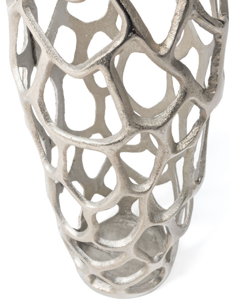 Adler Silver Metal Floor Vase, Large