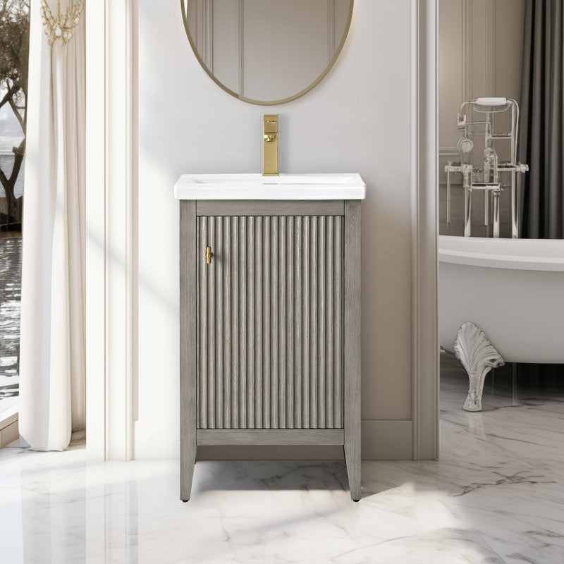 Vanity Art Freestanding Vanity, Driftwood Gray, 20", Single Sink, Golden Brushed