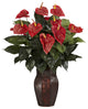 Anthurium With Vase Silk Plant