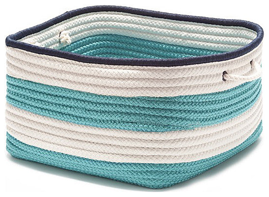 Colonial Mills Basket Nautical Stripe Basket Turquoise and Navy Square