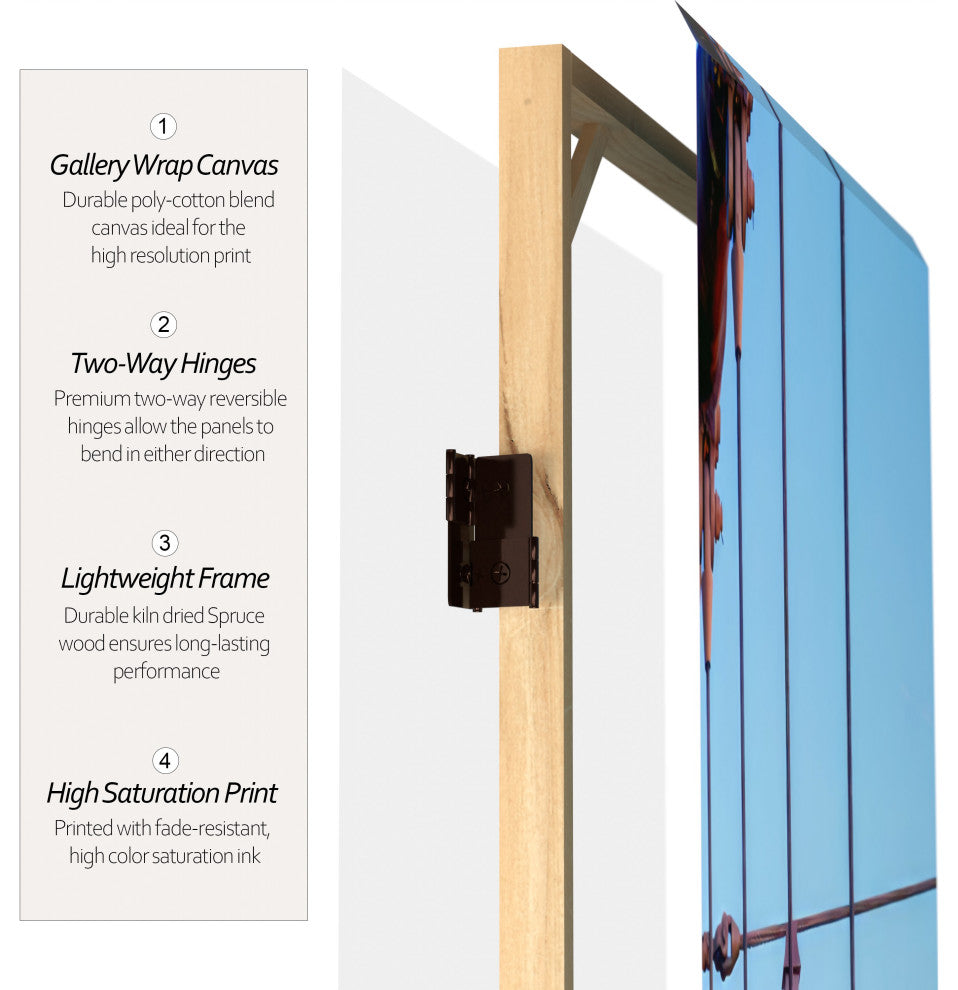 6' Tall Double Sided Vibrant New York Bridge Canvas Room Divider