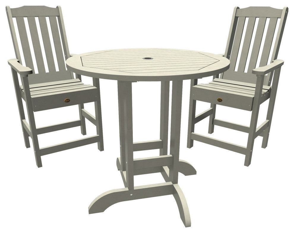 Springville 3-Piece Round Dining Set, Weathered Acorn, Harbor Gray