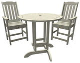 Springville 3-Piece Round Dining Set, Weathered Acorn, Harbor Gray